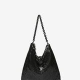 Schwarze metallische Netz-Hobo-Party-Tasche