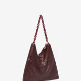 Hobo-Party-Bag aus metallischem Netz in Bordeaux.