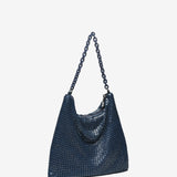 Metallic mesh party hobo bag in blue