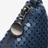 Metallic mesh party hobo bag in blue