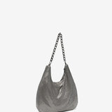 Metallic mesh party hobo bag in silver