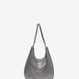 Metallic mesh party hobo bag in silver