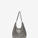 Metallic mesh party hobo bag in silver