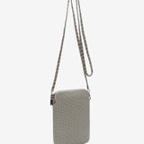 Beige metal mesh mobile phone bag