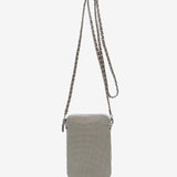 Beige metal mesh mobile phone bag