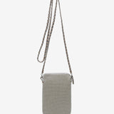 Beige metal mesh mobile phone bag