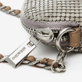 Beige metal mesh mobile phone bag