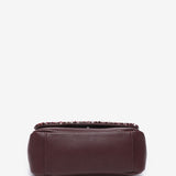 Burgundy tweed evening clutch bag