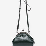 Patent leather shoulder bag in green