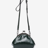 Patent leather shoulder bag in green