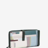 Large leather wallet with green print