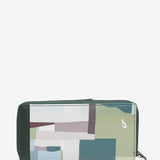 Large leather wallet with green print