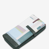 Large leather wallet with green print