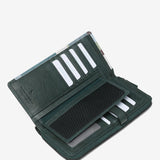 Large leather wallet with green print