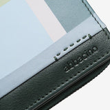 Large leather wallet with green print