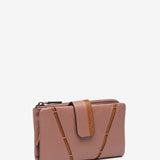 Mittlere Geldbörse aus zweifarbigem Leder in Rosa.