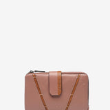 Mittlere Geldbörse aus zweifarbigem Leder in Rosa.