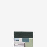 Tarjetero de piel con estampado verde