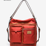 Tasche-Rucksack aus recyceltem Material in Orange.