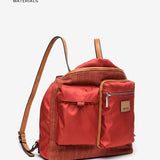 Tasche-Rucksack aus recyceltem Material in Orange.