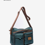 Shoulder bag in recycled materials, blue