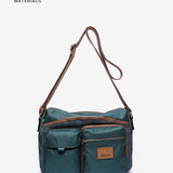 Shoulder bag in recycled materials, blue