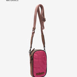 Mobile phone bag in recycled and padded materials, fuchsia