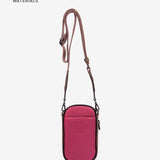 Mobile phone bag in recycled and padded materials, fuchsia