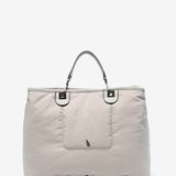 Large nylon handbag in beige