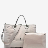 Large nylon handbag in beige