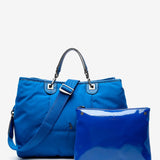 Large nylon handbag in blue