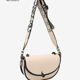 Half moon shoulder bag in beige recycled materials