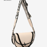 Half moon shoulder bag in beige recycled materials