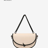 Half moon shoulder bag in beige recycled materials
