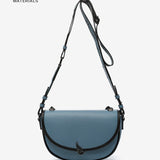 Half moon shoulder bag in blue recycled materials