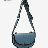 Half moon shoulder bag in blue recycled materials