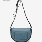 Half moon shoulder bag in blue recycled materials