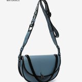 Half moon shoulder bag in blue recycled materials