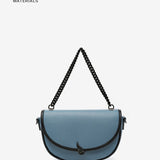 Half moon shoulder bag in blue recycled materials
