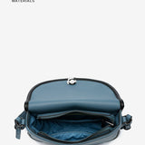 Half moon shoulder bag in blue recycled materials