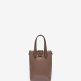 Handtasche aus Lack in Taupe.