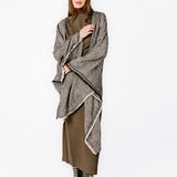 Black linear print poncho