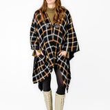 Black plaid poncho