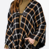 Black plaid poncho