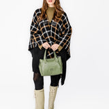 Black plaid poncho