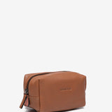 Medium cognac leather toiletry bag