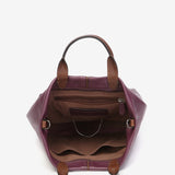Large shopper bag in purple leather