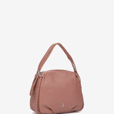 Pink leather shoulder bag