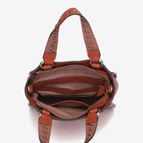 Orange leather shoulder bag