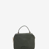 Braided leather shoulder bag in green